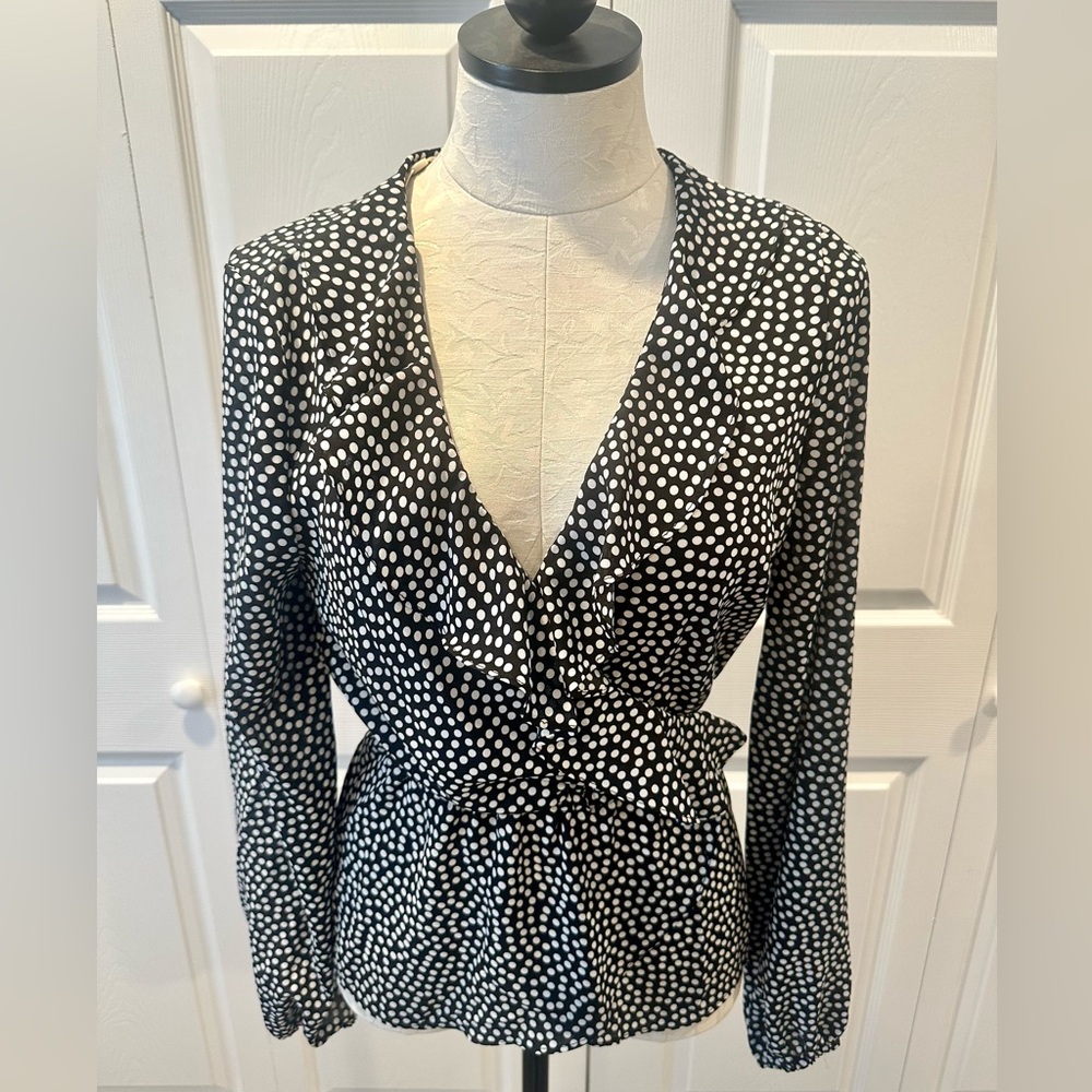 Max Studio black and white polka dot blouse
